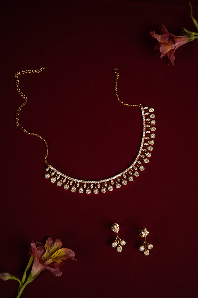 Tara Fringe Diamond Crush Necklace Set (A-461)