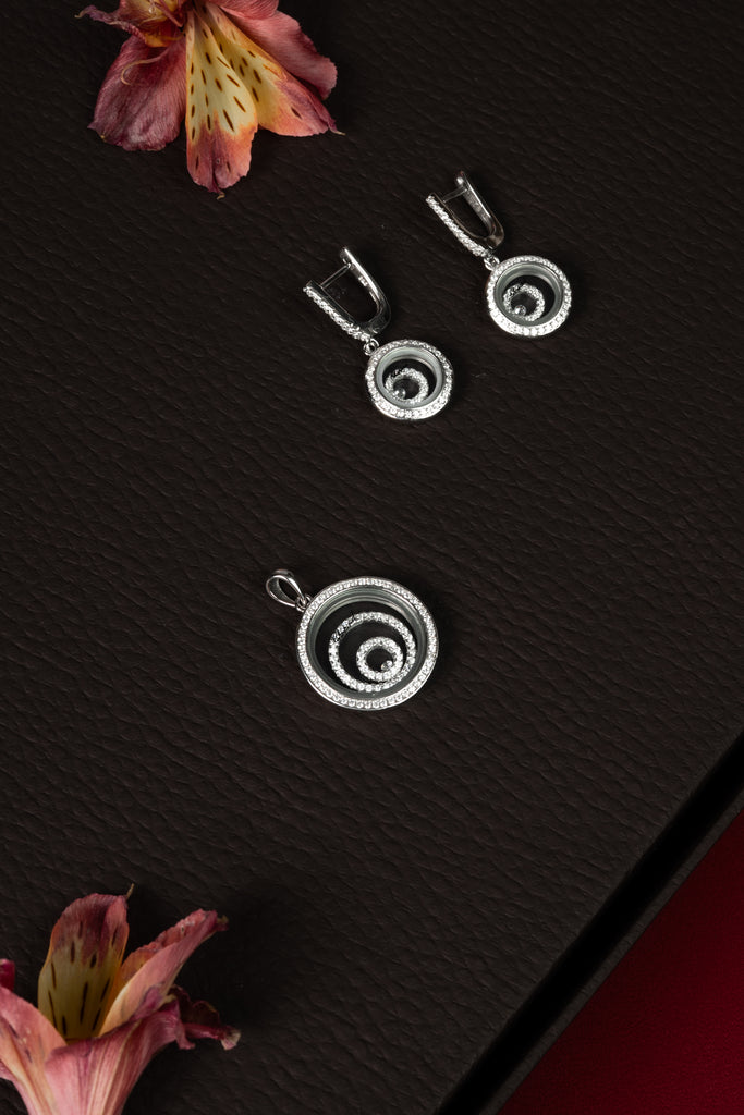 92.5 Silver Red Pearl Drop Pendant Set