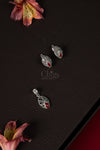 92.5 Silver Red Stone Filigree Pendant Set