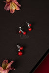 92.5 Silver Green Stone Teardrop Pendant Set