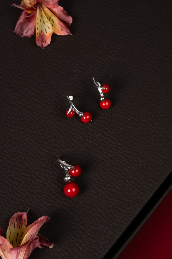 92.5 Silver Green Stone Teardrop Pendant Set