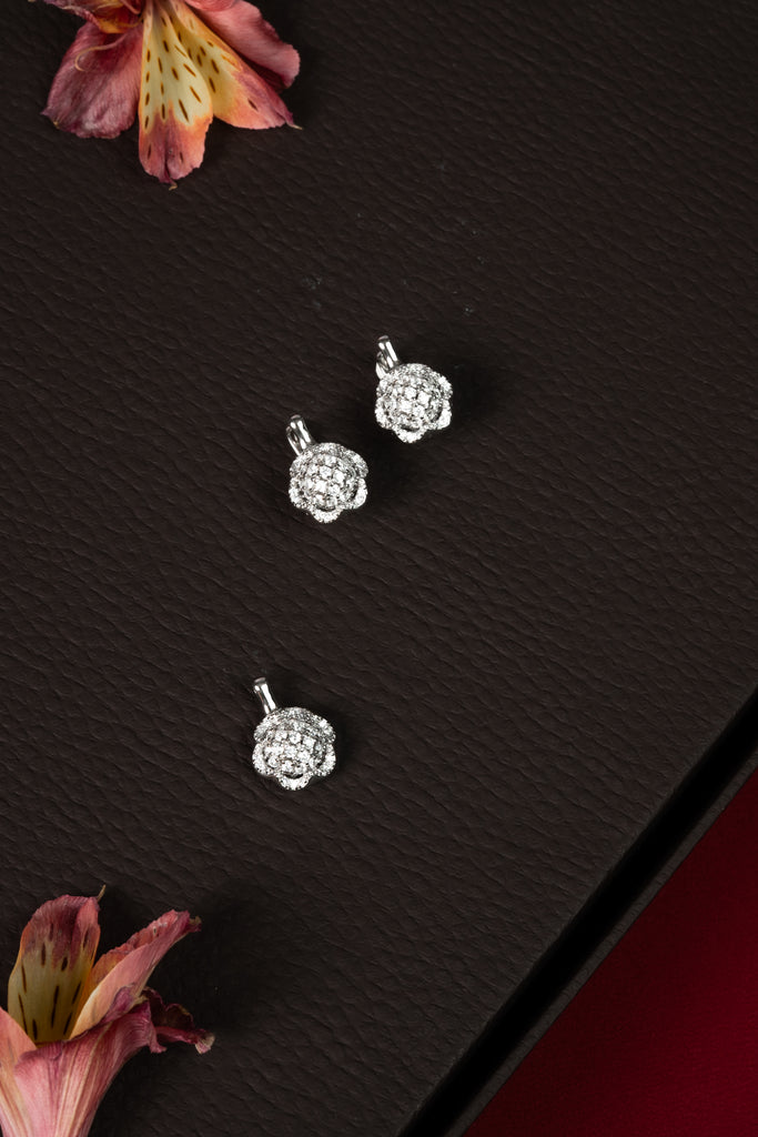 92.5 Silver Cluster Stone Pendant Set