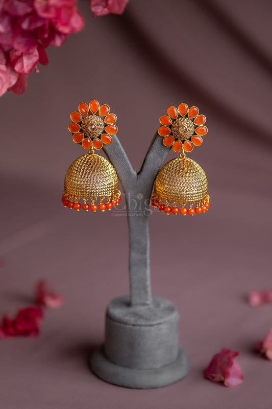 Coral Flower Mesh Antique Jhimki