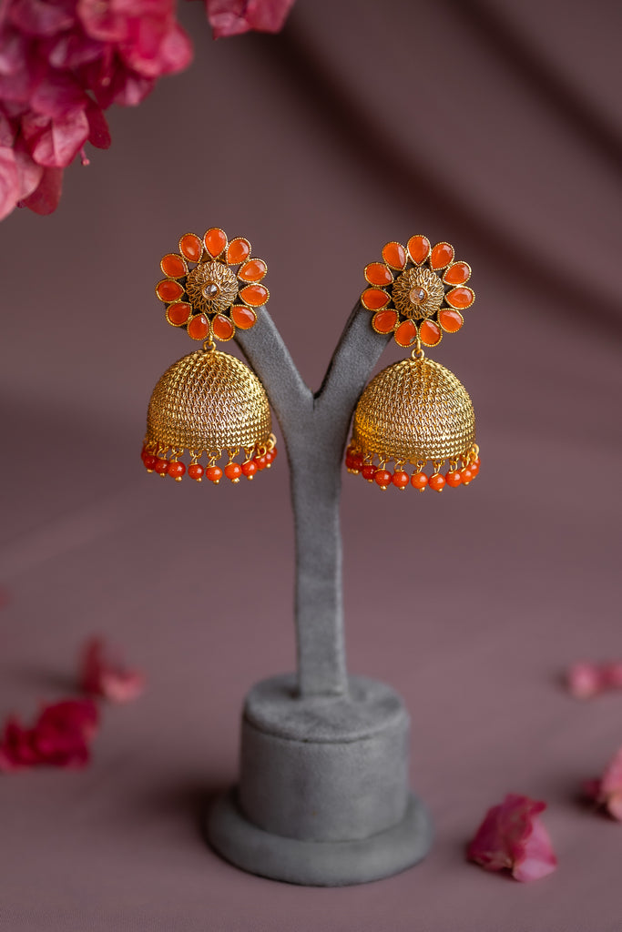 Coral Flower Mesh Antique Jhimki