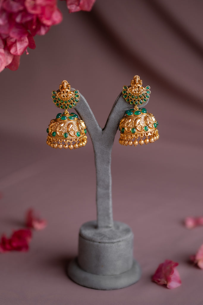 Lakshmi Emerald Dome Antique Jhimki