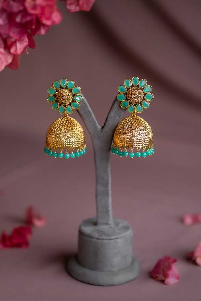 Mint Floral Antique Jhimki