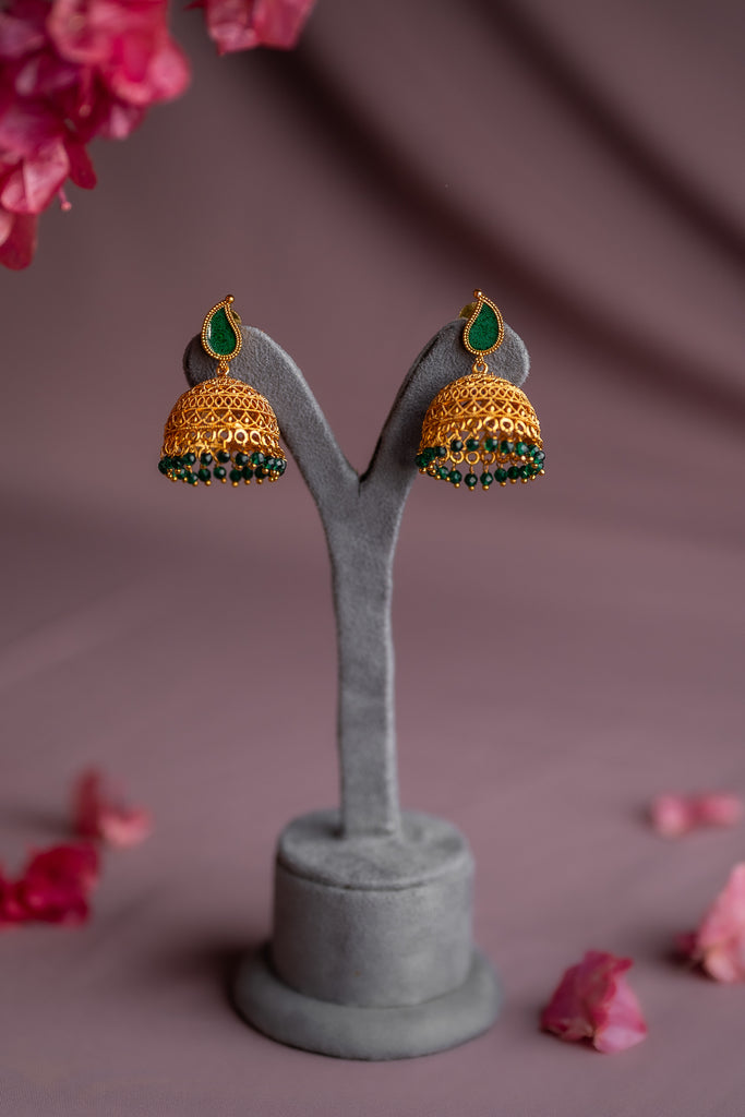 Emerald Teardrop Antique Jhimki