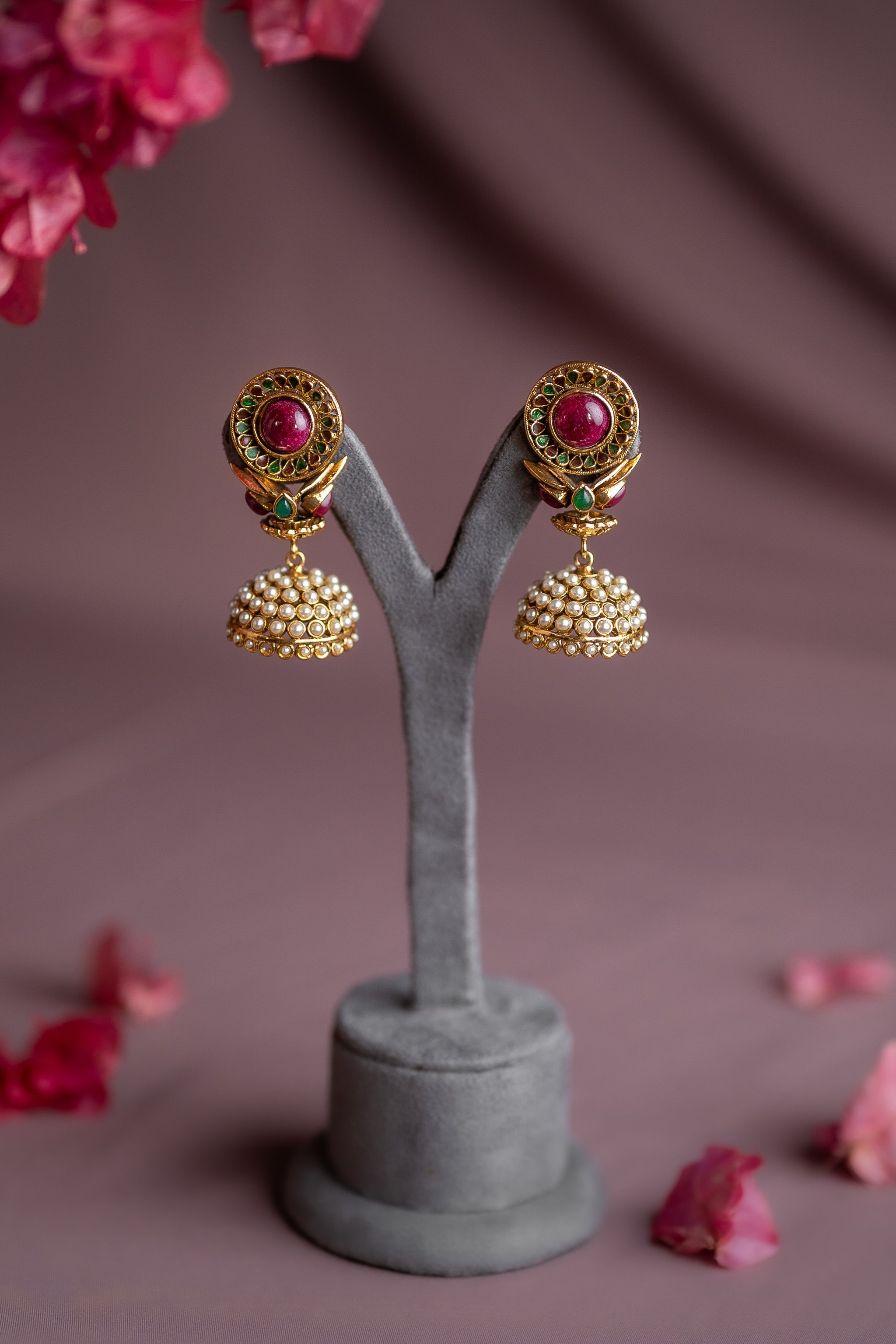 Ruby Cluster Pearl Antique Jhimki