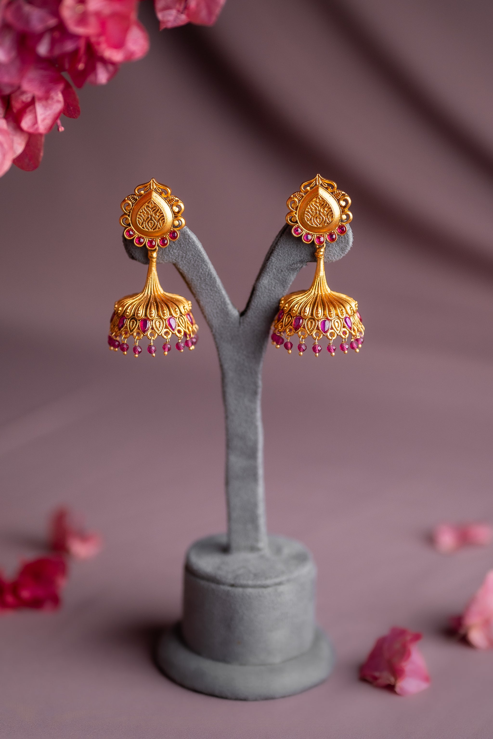 Coral Flower Pearl Antique Jhimki