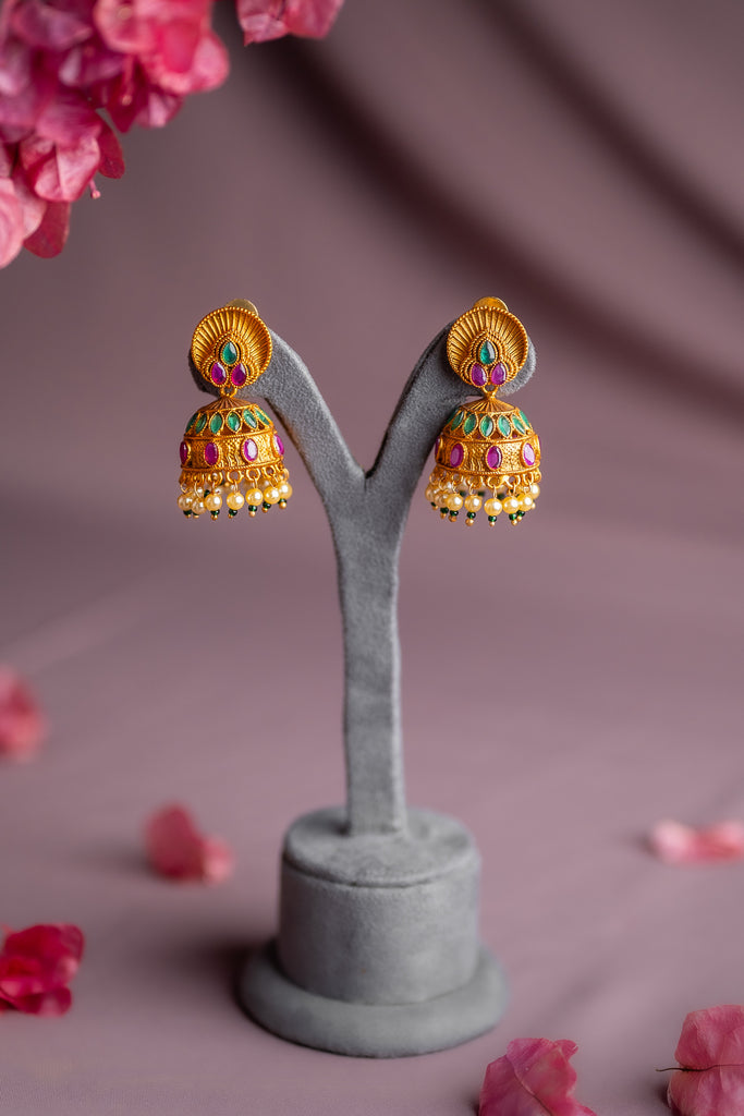 Pastel Stone Pearl Antique Jhimki