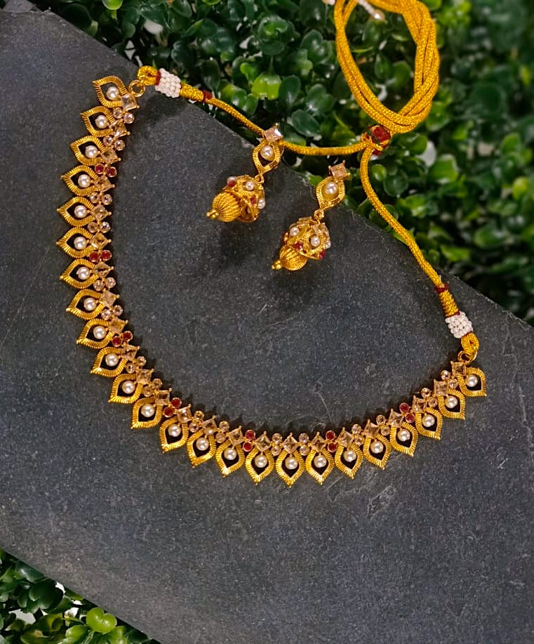 Gold Plated Necklace with Zircon Stones
