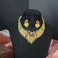 Ruby Emerald Peacock Leaf Antique Necklace Set