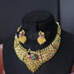 Ruby Emerald Peacock Leaf Antique Necklace Set