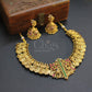 Ruby Emerald Peacock Coin Antique Necklace Set