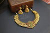 Ruby Emerald Peacock Coin Antique Necklace Set