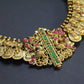 Ruby Emerald Peacock Coin Antique Necklace Set