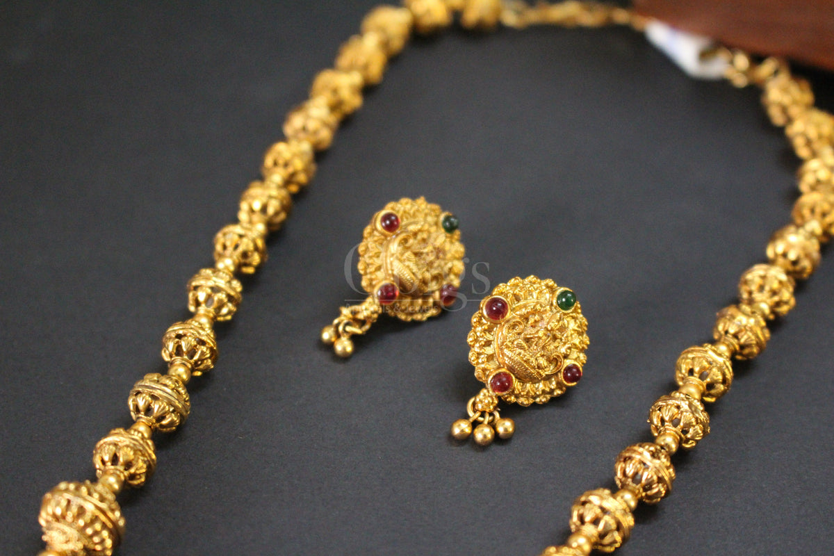 Lakshmi Green Drop Antique Haram Set