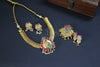 Peacock Coin Ruby Green Stone Antique Necklace Set