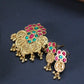 Peacock Coin Ruby Green Stone Antique Necklace Set