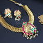 Peacock Coin Ruby Green Stone Antique Necklace Set
