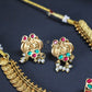 Peacock Coin Ruby Green Stone Antique Necklace Set