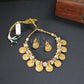 Pearl Cluster Ruby Green Coin Antique Necklace Set