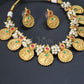 Pearl Cluster Ruby Green Coin Antique Necklace Set
