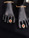 Ruby Center Crystal Toe Ring - Adjustable (Single)