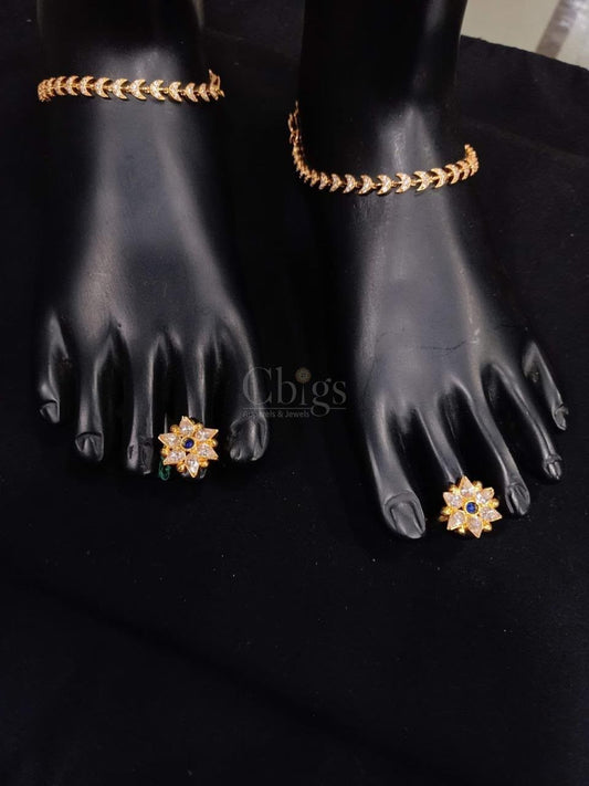 Sapphire Starflower Toe Ring - Adjustable  (Single)