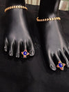 Sapphire Cross Toe Ring - Adjustable (Single)