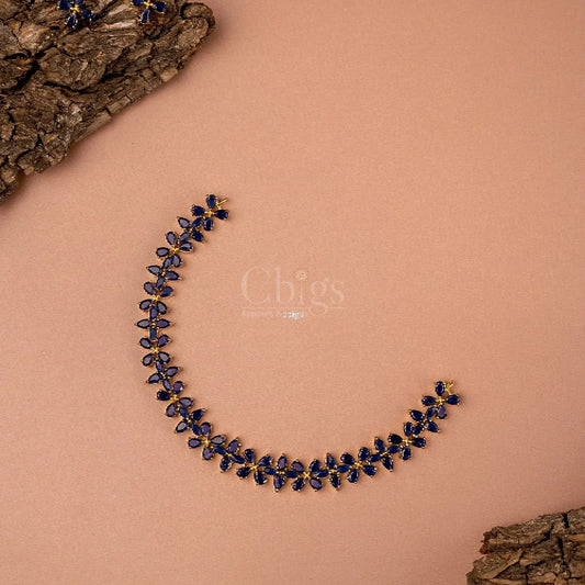 Floral Blue Sapphire Necklace