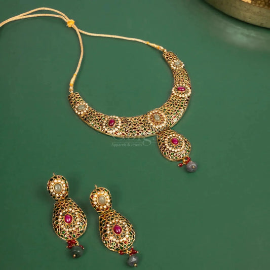 Antique Jadau Multicolor Choker Set