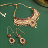 Antique Maroon Pearl Fringe Choker Set