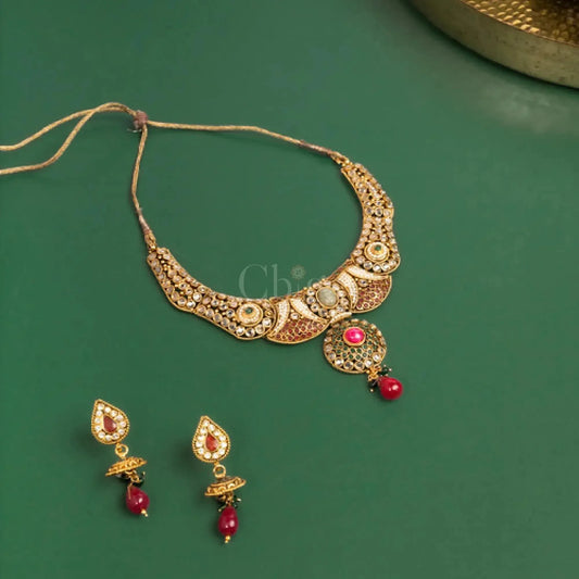 Antique Kundan Multicolor Choker Set