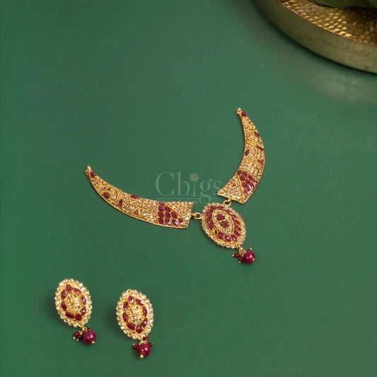 Antique Ruby Crescent Choker Set