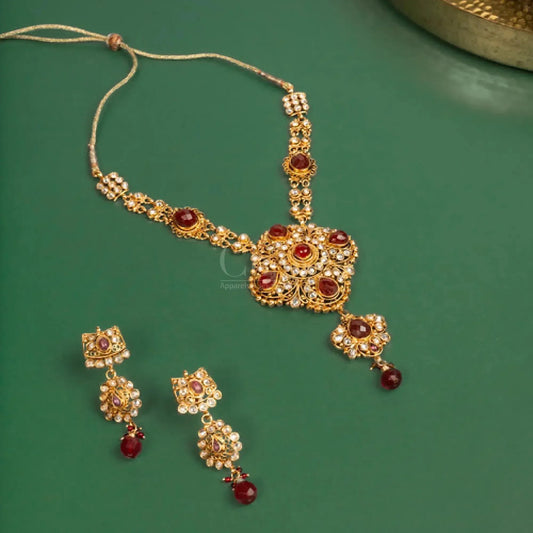 Antique Maroon Blossom Choker Set