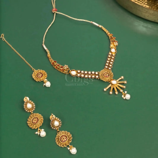 Antique Pearl Sunburst Choker Set