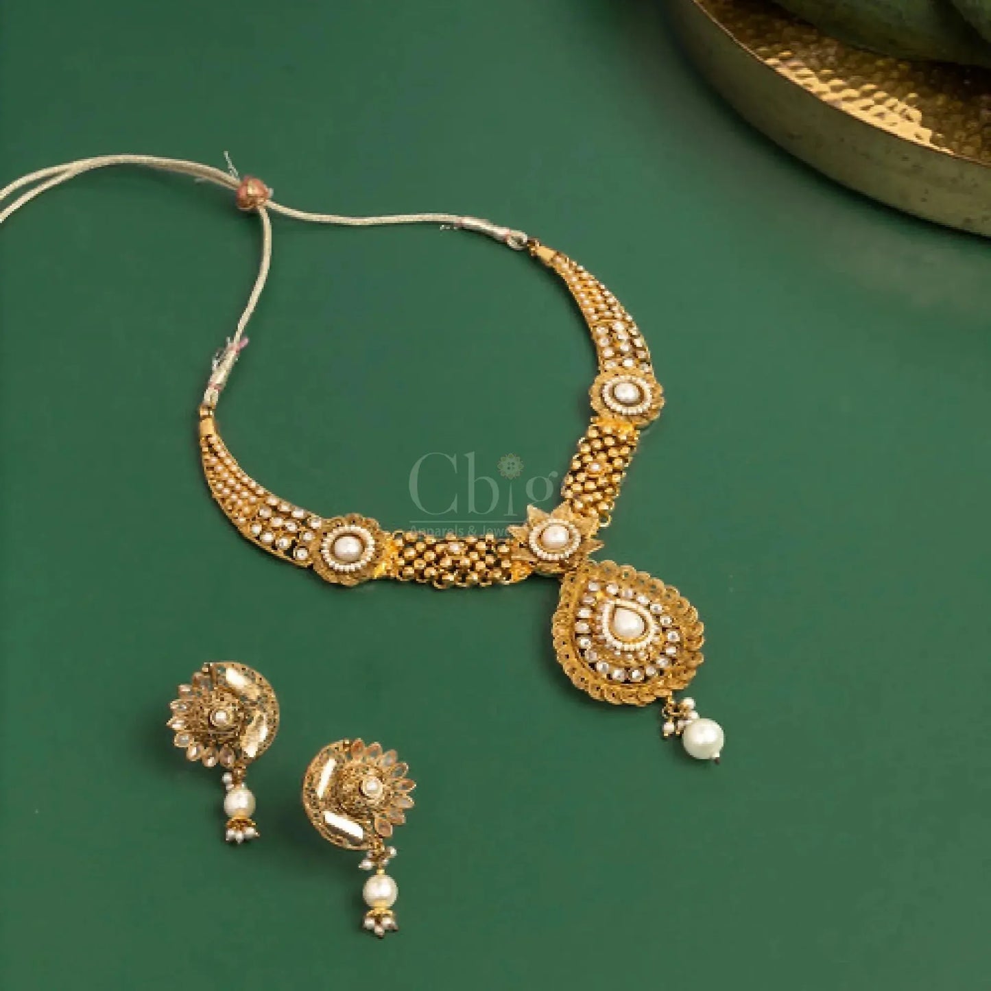 Antique Textured Pearl Choker Set