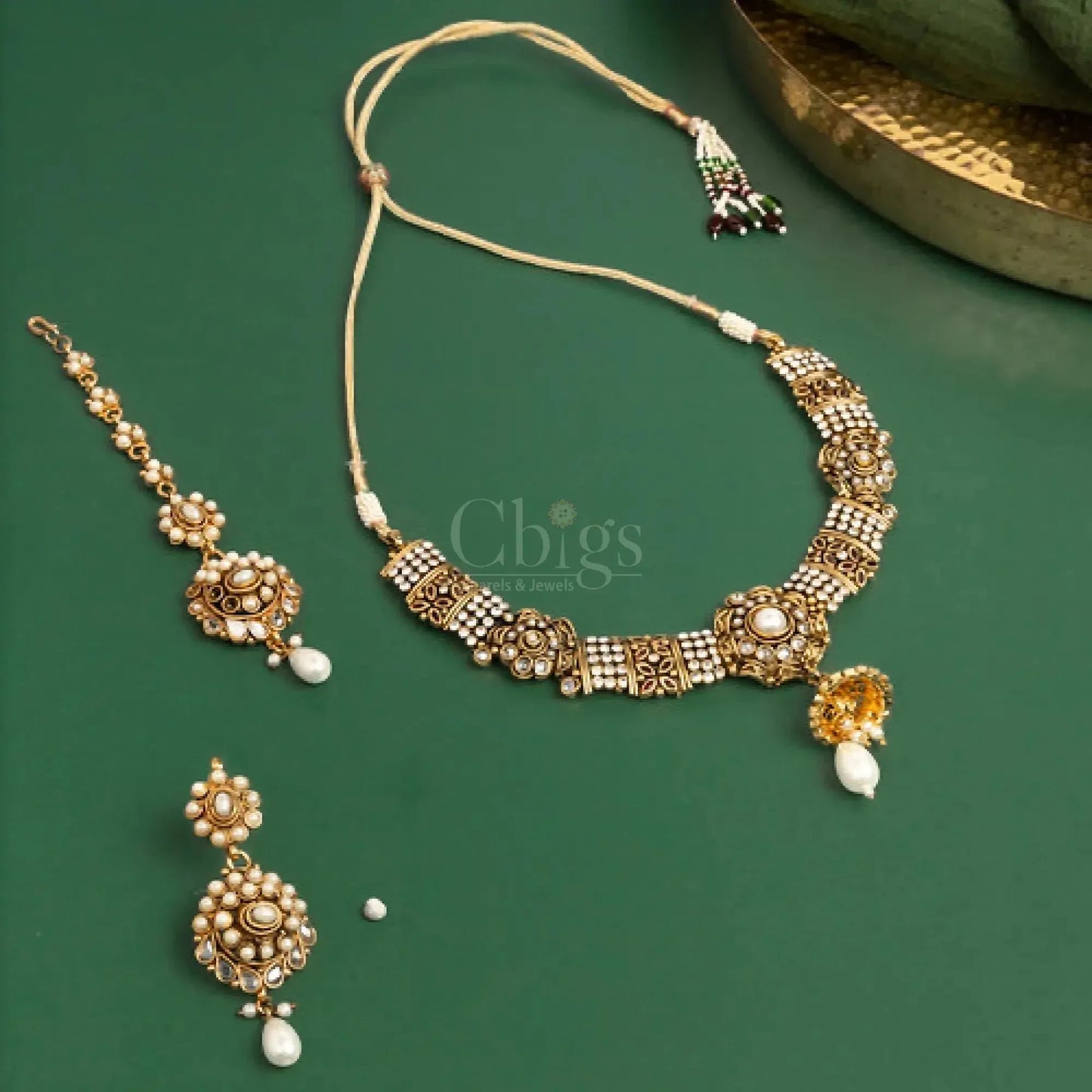 Antique Pearl Temple Choker Set