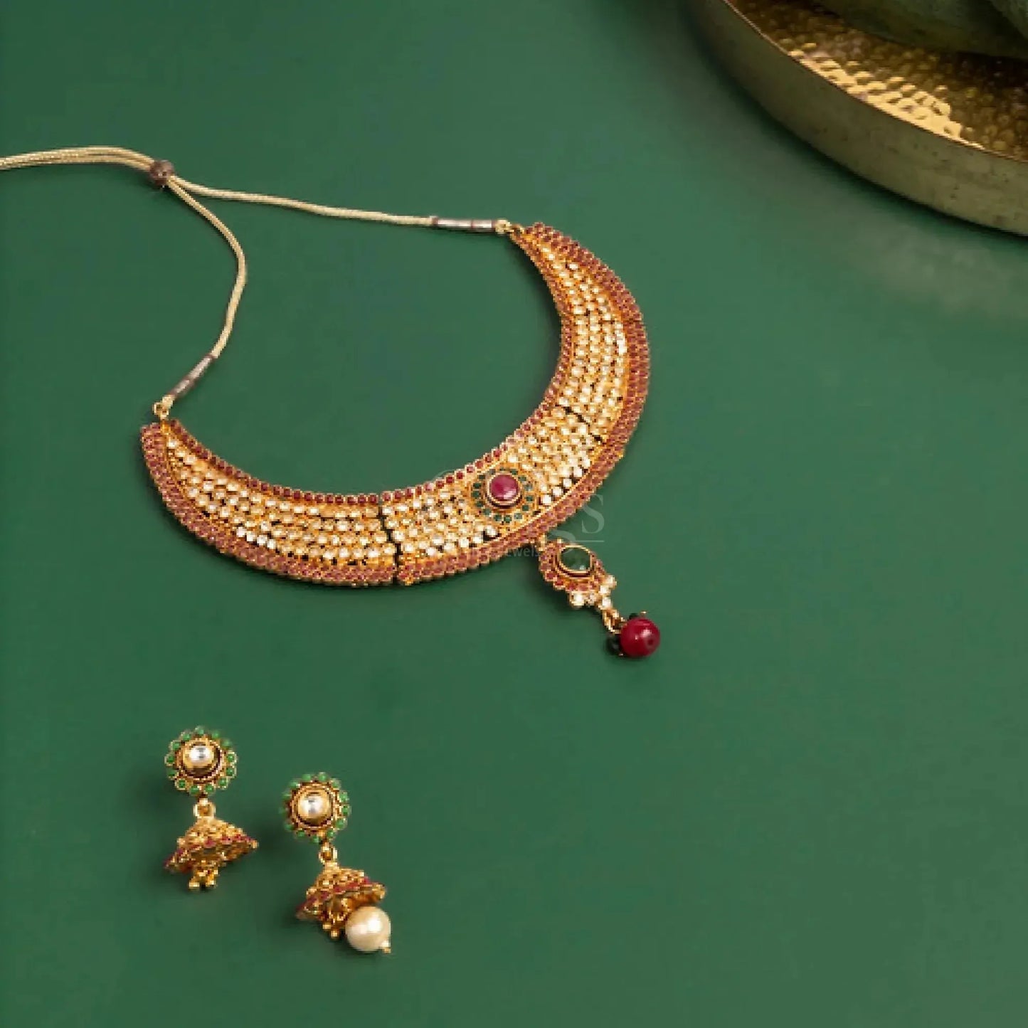 Antique Kundan Ruby Choker Set