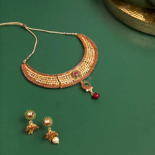 Antique Kundan Ruby Choker Set