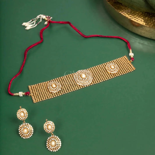 Antique Wide Pearl Choker Set