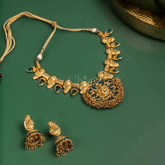 Antique Divine Peacock Necklace Set