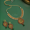 Antique Red Green Floral Necklace Set
