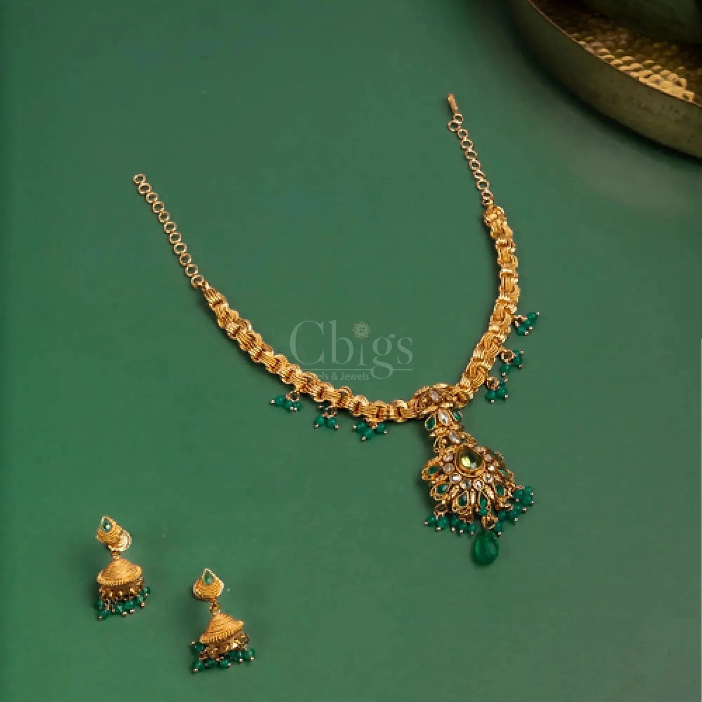 Antique green Twist Chain Necklace Set