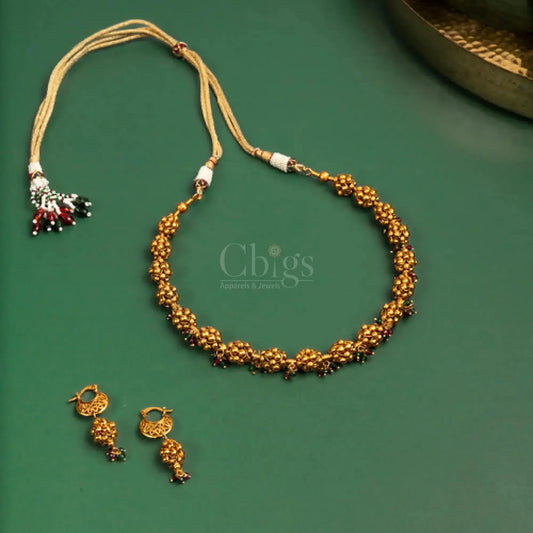 Antique Cluster Ball Necklace Set