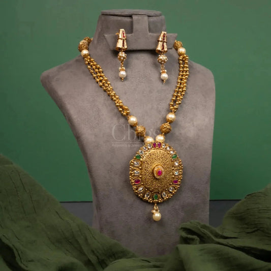 Antique Multicolor Oval Necklace Set