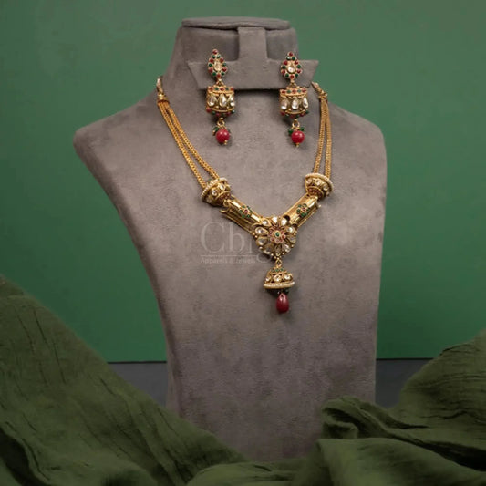 Antique Kundan Flower Necklace Set