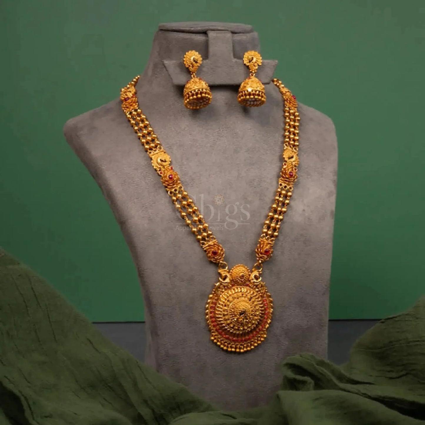 Antique Peacock Charm Haaram Set