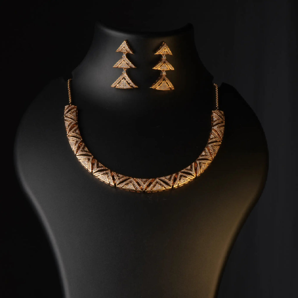 Tisha Diamond Crush Necklace Set – Bold Geometry, Fresh Sparkle